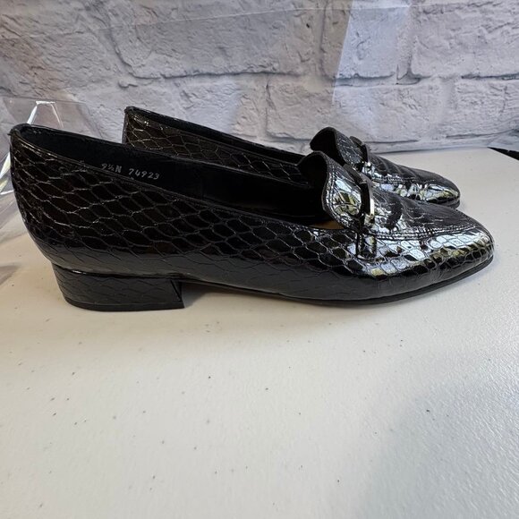 Magdesians California Black Leather Croc Embossed Loafers | Size 9.5N | USA Made - Picture 2 of 15